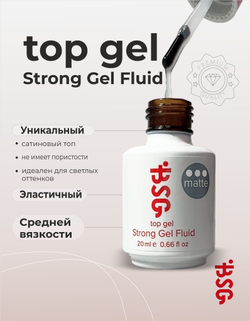 BSG Завершающий топ для ногтей Strong Matte матовый, прозрачный (20 мл)
