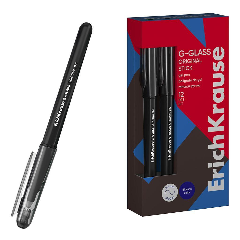 Ручка гелевая черная 0.5 мм "G-Glass Stick Original" (Erich Krause)