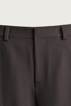 ZARA БРЮКИ WIDE FIT С БОКОВЫМИ СКЛАДКАМИ, ШОКОЛАДНЫЙ