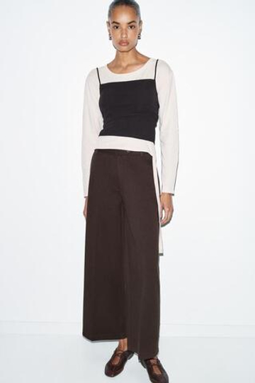ZARA БРЮКИ ИЗ ИНТЕРЛОКА, ШОКОЛАДНЫЙ