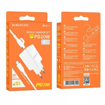 Зарядное устройство для Type-C Borofone BA81A 20W PD + QC3.0 (white)