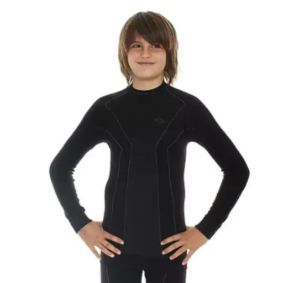 Терморубашка подростковая на мальчика BRUBECK Thermo body guard LS11690 черная
