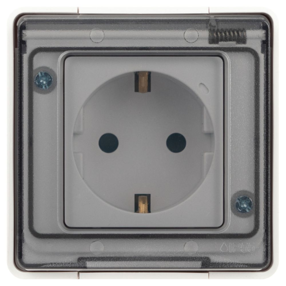 Розетка ЭРА Эксперт 11-2502-01 с заземлением крышкой 2P+E IP55 шторки 16A-250В ОУ белый | Эра Эксперт