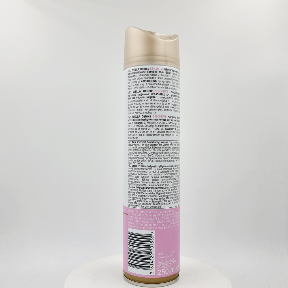 Лак для волос Vella Deluxe Sensitive Strong сильной фиксации 24ч 250 мл (Франция)