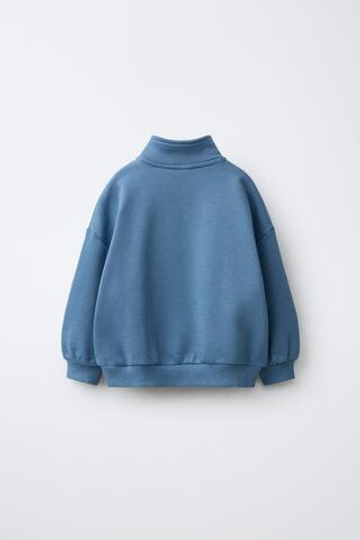 ZARA ТОЛСТОВКА С ВОРОТНИКОМ-СТОЙКОЙ, УТИНО-СИНИЙ