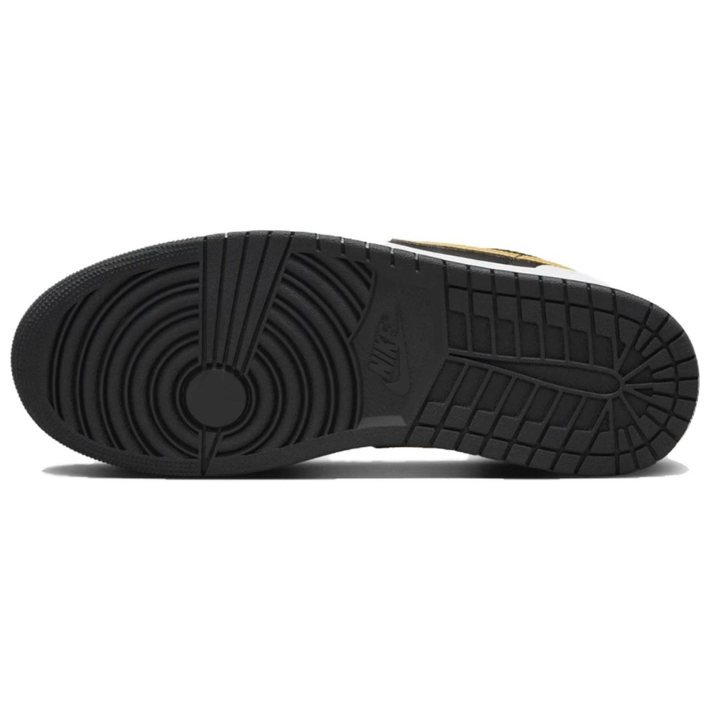 Jordan 1 Low White Black Metallic Gold Swoosh