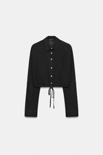 УКОРОЧЕННАЯ ШИФОНОВАЯ РУБАШКА В ГОРОШЕК — ZARA
