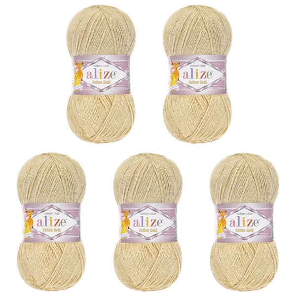 Пряжа Alize (Ализе) Cotton Gold / уп.5 мот. по 100 г, 330м, 262 бежевый A