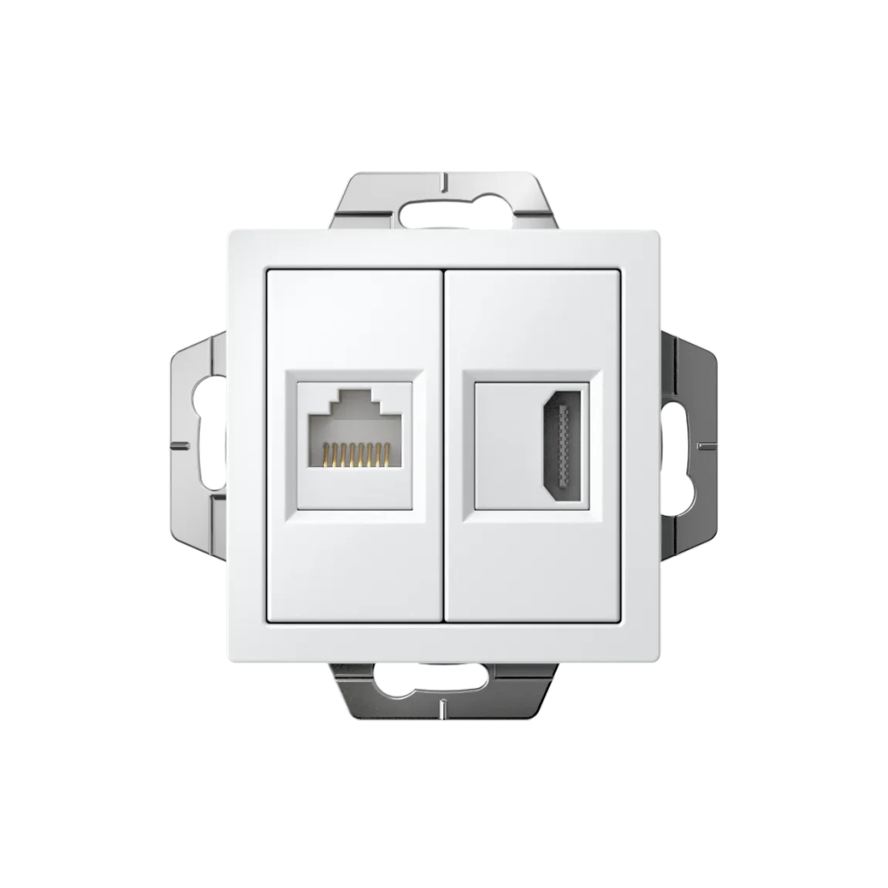 ATLASDESIGN РОЗЕТКА двойная HDMI+RJ45, кат. 5е, механизм, БЕЛЫЙ