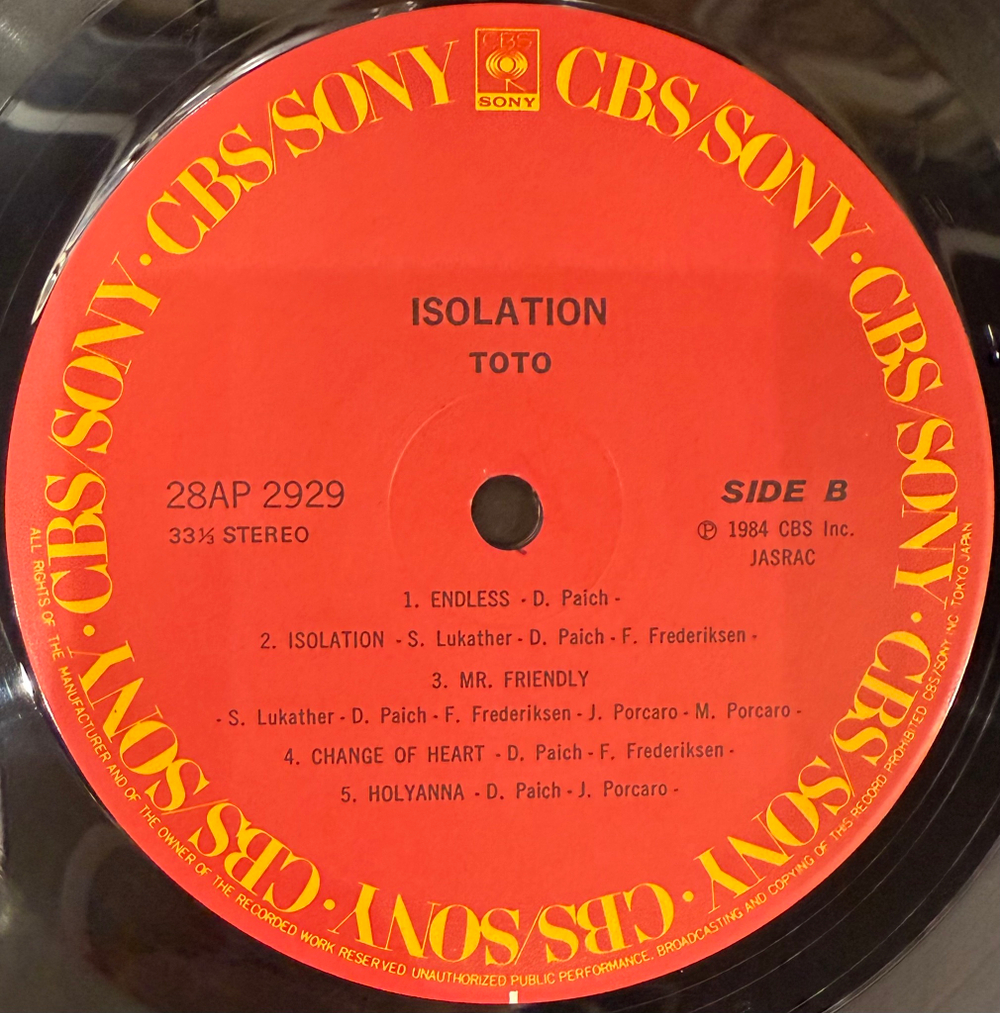 Виниловая пластинка Toto ‎– Isolation LP