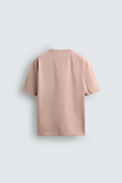 ZARA ФУТБОЛКА RELAXED FIT, ЛИНЯЛЫЙ РОЗОВЫЙ