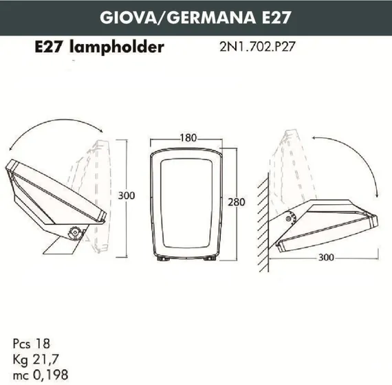 Настенный светильник уличный Germana 2N1.702.000.AYF1R Fumagalli