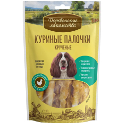 Лакомство "Деревенские лакомства" для собак Куриные палочки кручёные, 90 г х 3 шт