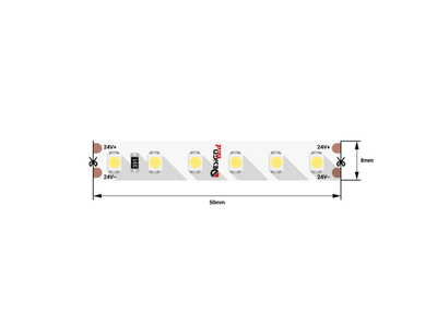 Светодиодная лента LUX, 3528, 120 LED/м, 9,6 Вт/м, 24В, IP33, Теплый белый (3000K), DSG3120-24-WW3-33