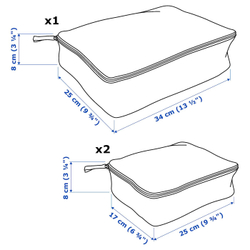 IKEA RENSARE (ИКЕА РЕНСАРЕ) — Сумки для одежды cpl. 3 шт, клетчатые/серо-черные, фото 7
