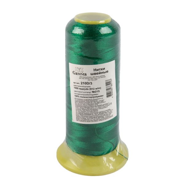 Нитки универсальные особо прочные Gamma 210D/3, 912 м / 1 кат., 215 зеленый