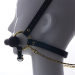 UPKO Кляп-бондаж Adjustable Leather Head Restraint Harness Mouth Gag With Leash