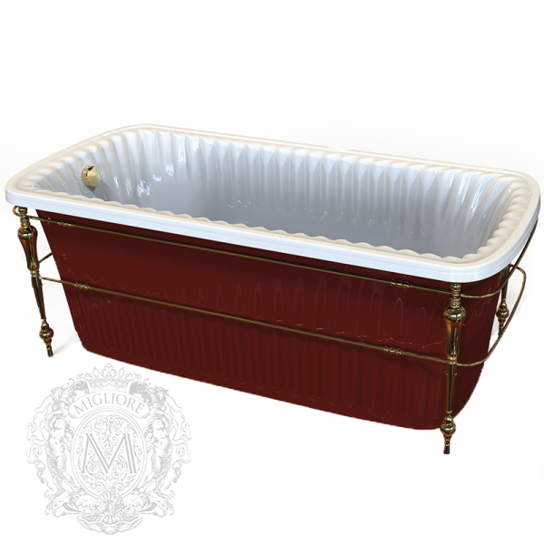 Ванна Migliore Olivia console 24268 174x80 см. акриловая отдельностоящая золотая/красная