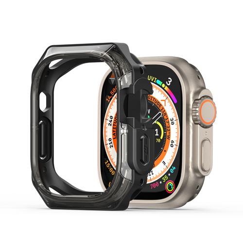 Чехол-бампер с тонированными вставками (Translucent Black) от Dux Ducis для часов Apple Watch Ultra 1, 2 и 3, 49MM, Tamo Series Case