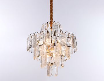 Подвесная люстра с хрусталем 9*Е27 TR5231/9 SGD/CL/FR золото/прозрачный/белый матовый Traditional Ambrella