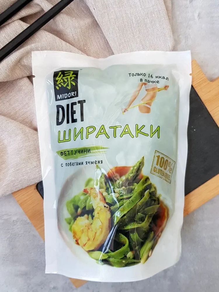 Лапша Midori Ширатаки Феттучини с побегами ячменя 200 г