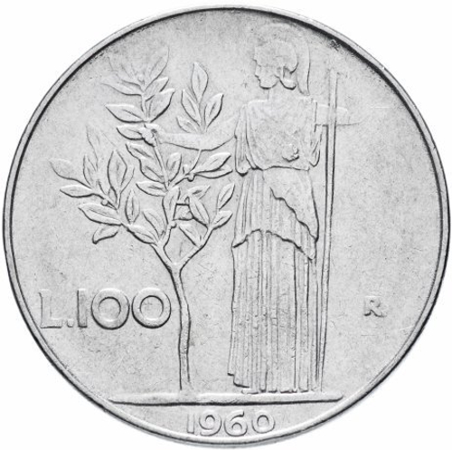 Италия 100 лир 1955-1989 (случайный год) XF-AU