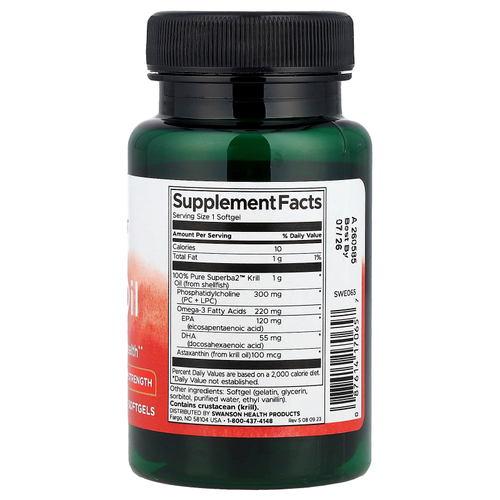 Swanson Vitamins, Масло криля, максимальная эффективность, 30 мягких таблеток