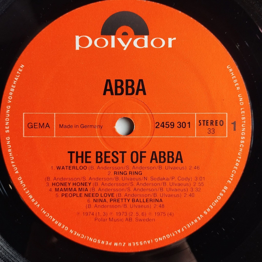 Винтажная виниловая пластинка LP The Best Of ABBA АББА (Germany 1975)