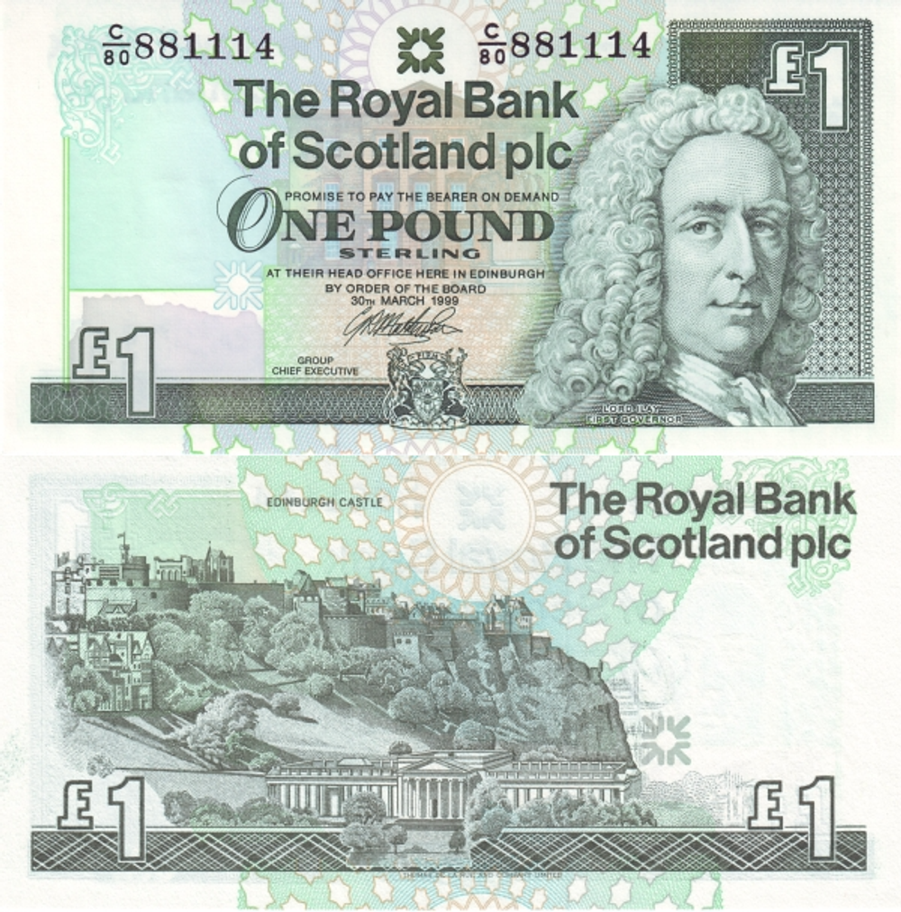 Шотландия 1 фунт 1987-2001 Эдинбургский замок UNC