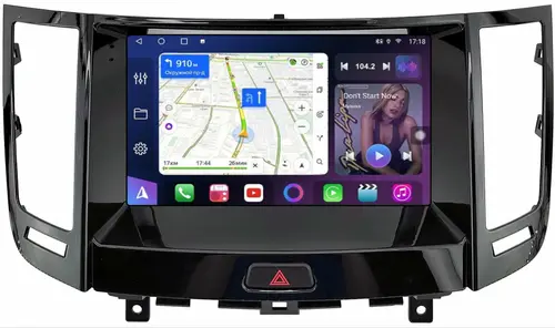 Магнитола для Infiniti FX35, FX37, FX50, FX30D S51 2011-2013, QX70 2013-2019 (AUX-подключение, рамка тип 1 черный глянец) - FarCar S500-TS20 монитор 9.5" 2K QLED на Android 14, Быстрейшая, CarPlay, 4G SIM-слот