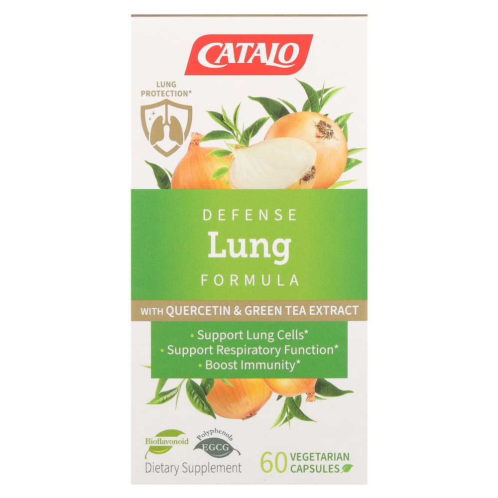 CATALO, Формула Defense Lung с кверцетином и экстрактом зеленого чая, 60 вегетарианских капсул
