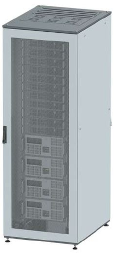 Напольный 19" IT-корпус ДКС серии CQE 42U 600х2000х600, двери перфорированная+перфорированная, панели для крыши, кабельный ввод,RAL7011/7035