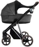 Детская коляска Roan Sol Vintage Luxury Leather 2.0 3 в 1 с автокреслом Pituso Baesa Pro Black,Beige Canopy VEGA99DB Woodland Gray/Nickel/руч.Cappuccino