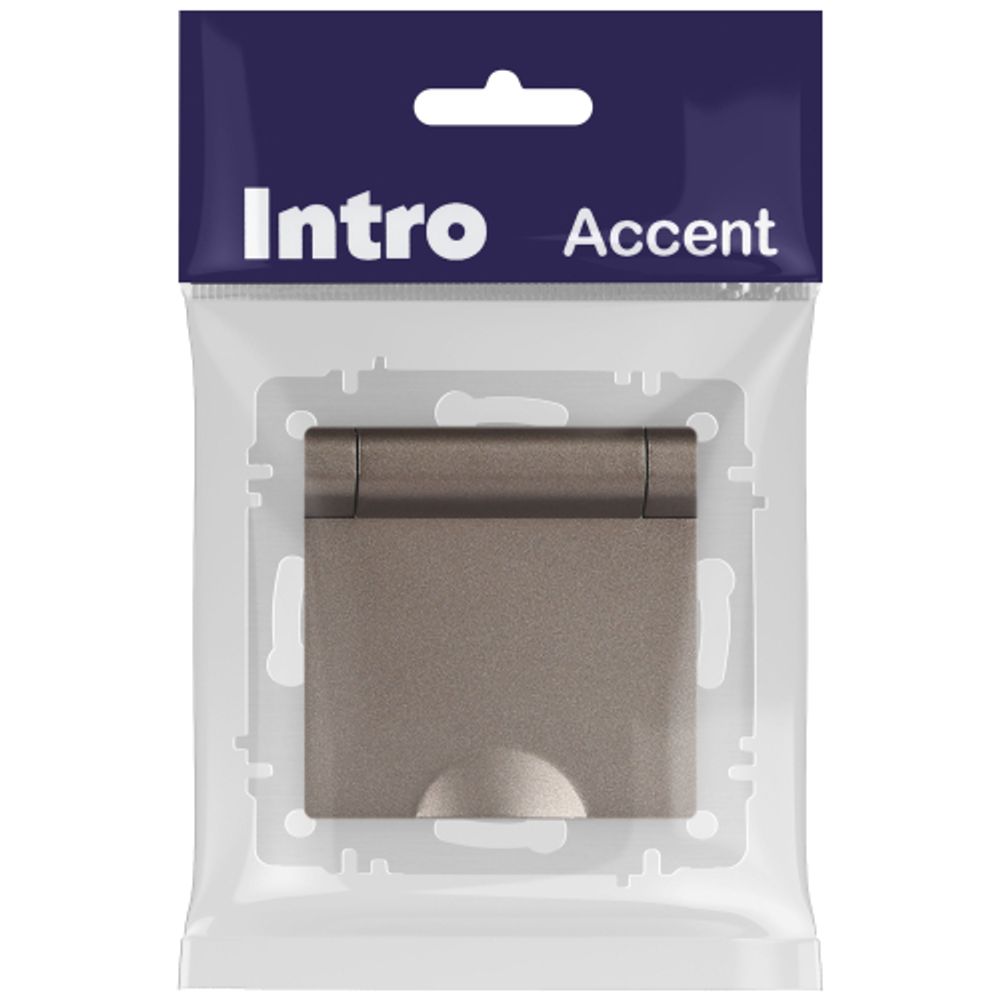Розетка Intro Accent 6-203-08 с заземлением 2P+E Schuko с крышкой 16А-250В IP20 СУ AL/CU бронза | Intro