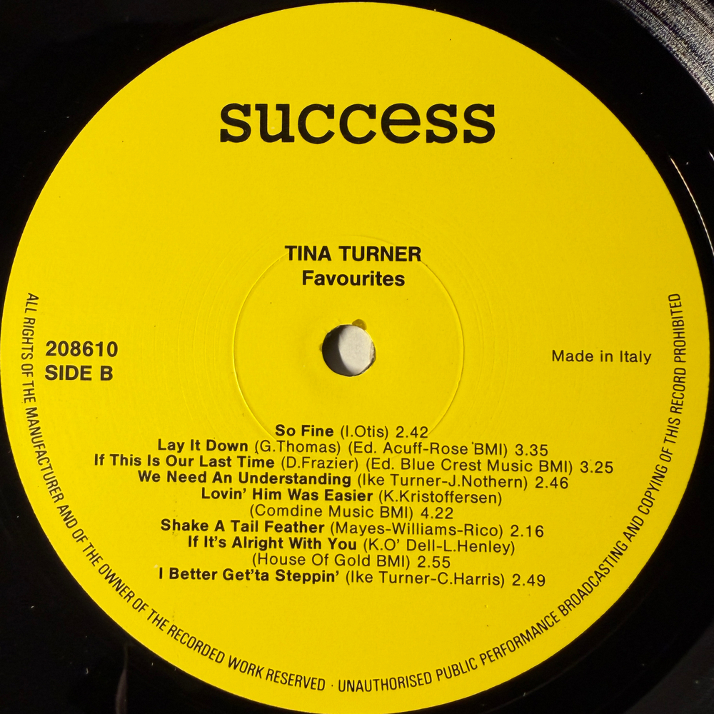 Tina Turner With Ike Turner & The Ikettes ‎– Favourites (Италия 1986г.)