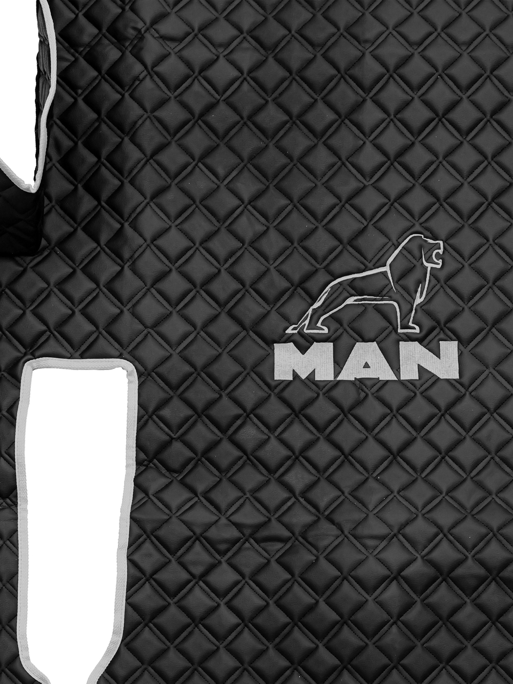 Ковры MAN TGX (автомат, механика) (экокожа, черный, серый кант, серая вышивка)