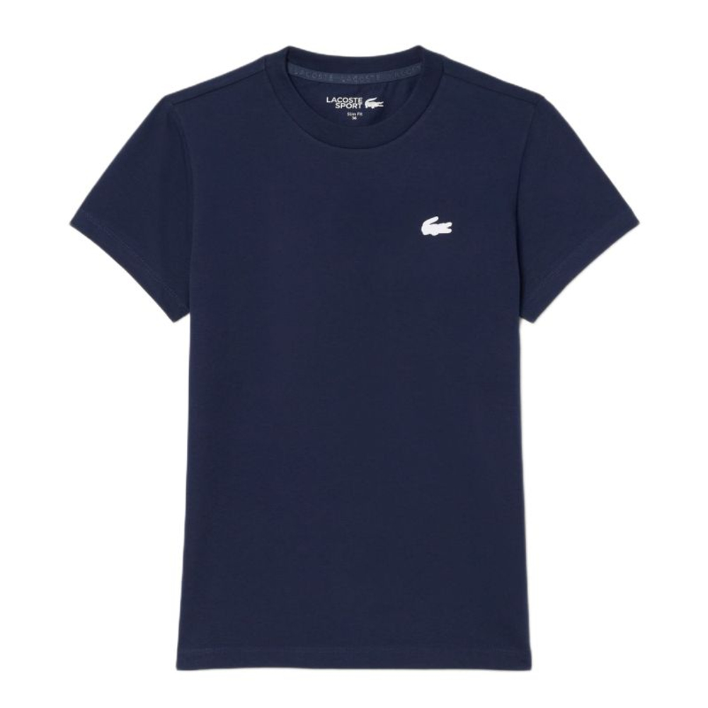 Женская теннисная футболка Lacoste Ultra Dry Technical Cotton Sport - navy blue