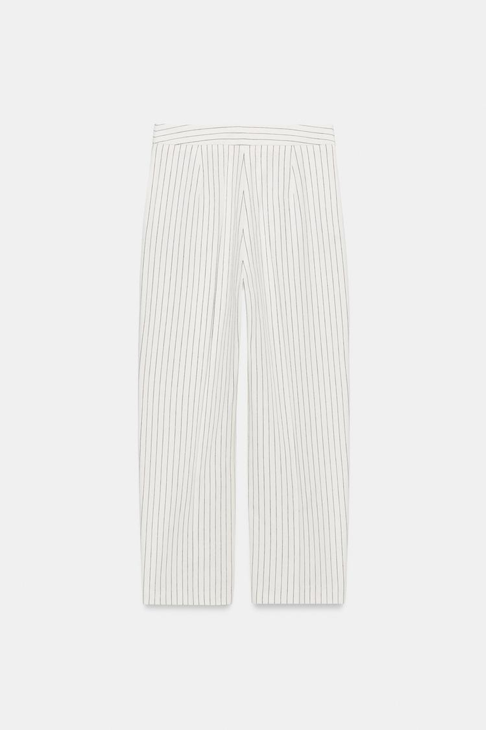 ZARA БРЮКИ В ТОНКУЮ ПОЛОСКУ, ЭКРЮ/ЧЕРНЫЙ
