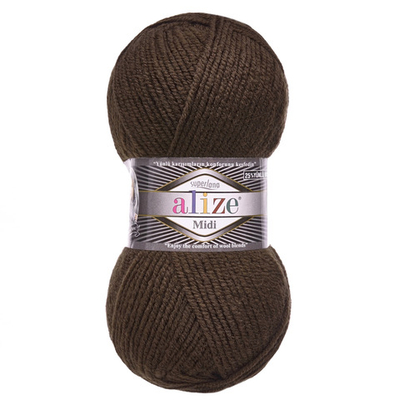 Пряжа Alize (Ализе) Superlana Midi / уп.5 мот. по 100 г, 170м, 026 коричневый A