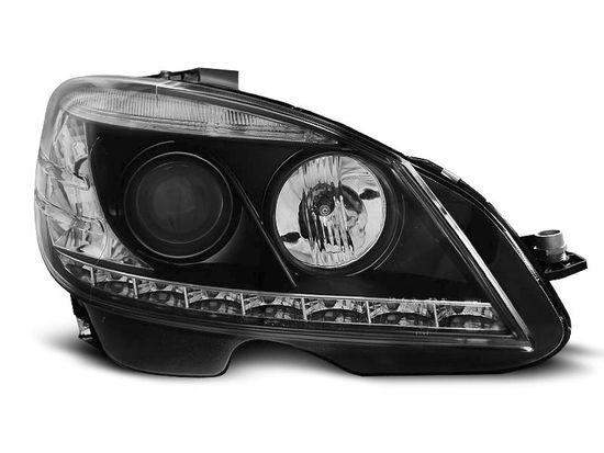 Передние фары Mercedes C W204 black H7