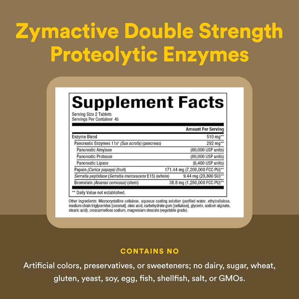 Natural Factors, Zymactive®, 90 таблеток, покрытых кишечнорастворимой оболочкой