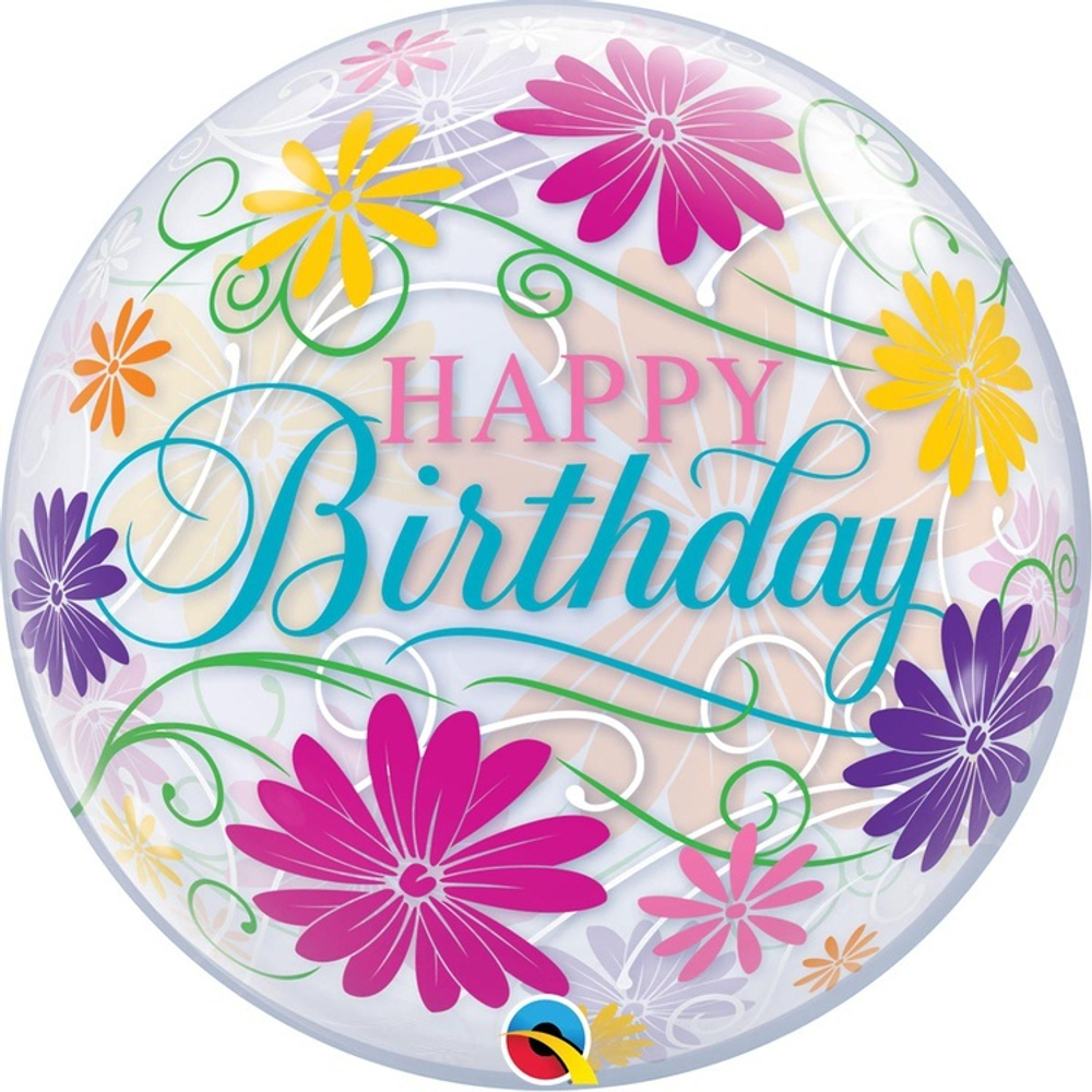 Сфера 3Д "Happy Birthday цветочки"