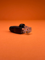 50 пар. Коннектор и колпачок для интернет кабеля RJ45 cat.5e 8P8C, неэкранированный, штекер для витой пары, для разъемов коннектора патч корда, для интернет кабеля диаметр 6,5 мм, черный