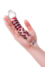 Фаллоимитатор Sexus Glass стеклянный с красными полосками 21 см