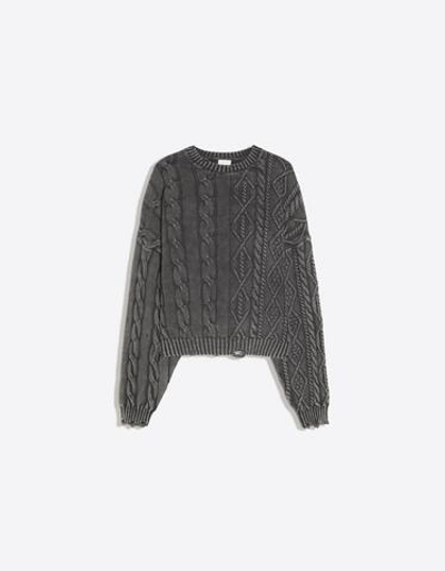 Мужской джемпер косой вязки с эффектом стирки - BERSHKA