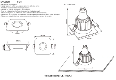 Светильник встраиваемый Crystal Lux CLT 033C1 WH 1400/177