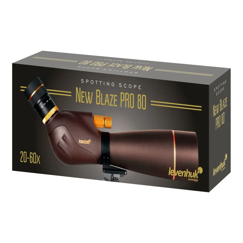 Зрительная труба Levenhuk New Blaze PRO 80 - упаковка с изображением трубы