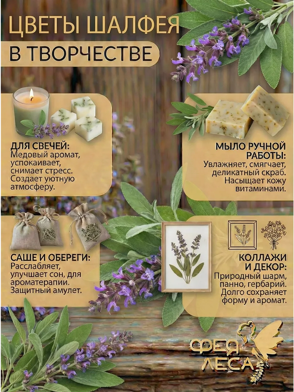 Шалфей цветы сушеные для чая и декора