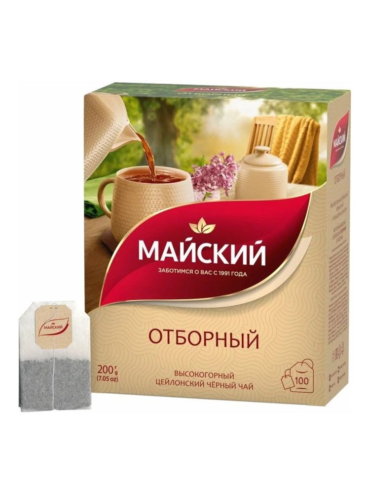 Чай черный Майский Отборный в пакетиках 100 шт x 2 уп
