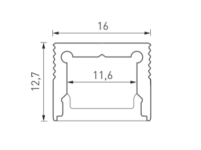 Накладной алюминиевый профиль Design LED LS1613, 2500 мм, анодированный, LS.1613-R